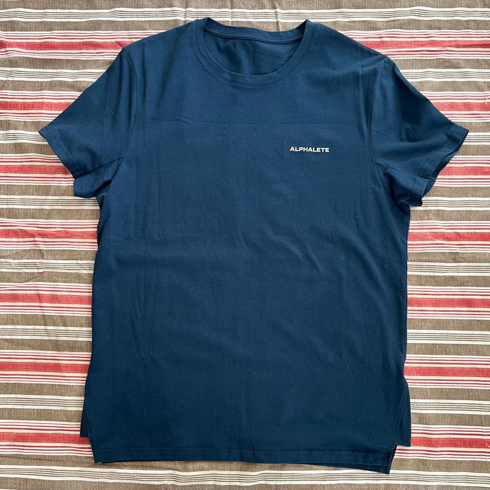 NEW Alphalete Mens Sz M Short Sleeve Activewear Cotton Blue Tee Shirt